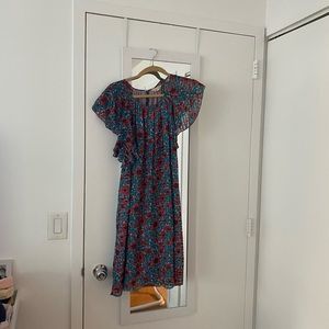 Rebecca Taylor blue & red silk dress